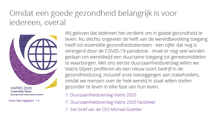 Viatris Maatschappelijk verantwoord ondernemen